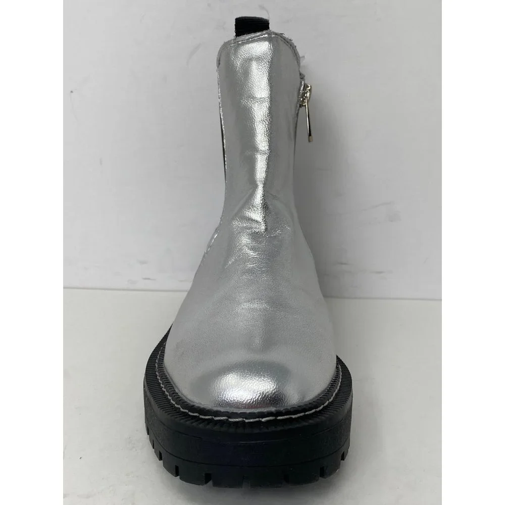 Sam Edelman Girls size 4 Laguna Mini Boots Soft Silver Leather zip up boots